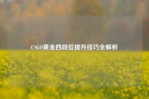 CSGO黄金四段位提升技巧全解析