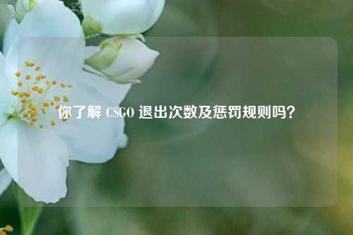 你了解 CSGO 退出次数及惩罚规则吗？