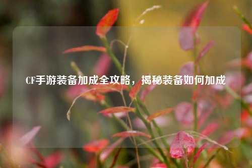 CF手游装备加成全攻略，揭秘装备如何加成