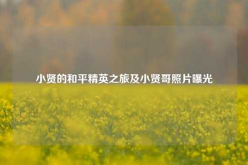 小贤的和平精英之旅及小贤哥照片曝光