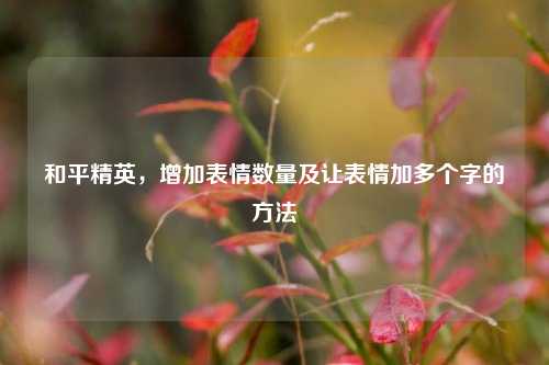 和平精英，增加表情数量及让表情加多个字的     