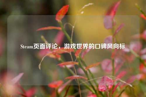 Steam页面评论，游戏世界的口碑风向标